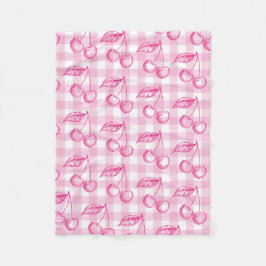 ピンクさくらんぼエステティックコケット フリースブランケット