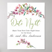 ピンクさくらんぼエレガントフローラデートのサイン ポスター (正面)