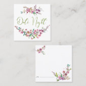 ピンクさくらんぼエレガントフローラ日付ナイトカード スクエア名刺 (正面/裏面)