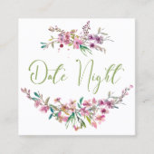 ピンクさくらんぼエレガントフローラ日付ナイトカード スクエア名刺 (正面)