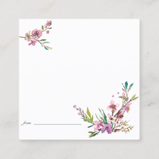 ピンクさくらんぼエレガントフローラ日付ナイトカード スクエア名刺 (裏面)