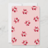 ピンクさくらんぼオントップキュート手描きブライダルシャワー 招待状 (裏面)