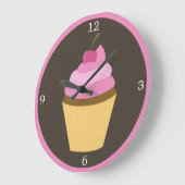 ピンクさくらんぼカッケーキ ラージ壁時計 (傾斜)