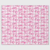 ピンクさくらんぼコケットエステティック ラッピングペーパー (フラット)