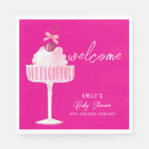 ピンクさくらんぼシャンパンブランチ女子ベビーシャワー