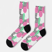ピンクさくらんぼストライプのブラックピンク ソックス (左)