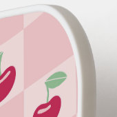 ピンクさくらんぼチェッカーボードキュートコケット ピックルボールラケット (左詳細)