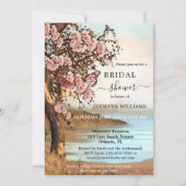 ピンクさくらんぼツリーバタフライブライダルシャワー 招待状 (正面)
