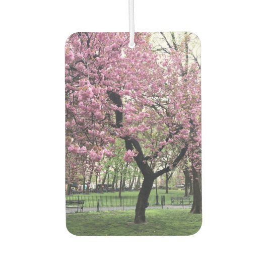 ピンクさくらんぼツリーブロッサムスプリングタイムニューヨークシティ カーエアーフレッシュナー (正面)