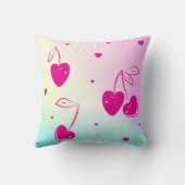 ピンクさくらんぼハートお洒落かわいい虹の名前 クッション (裏面)