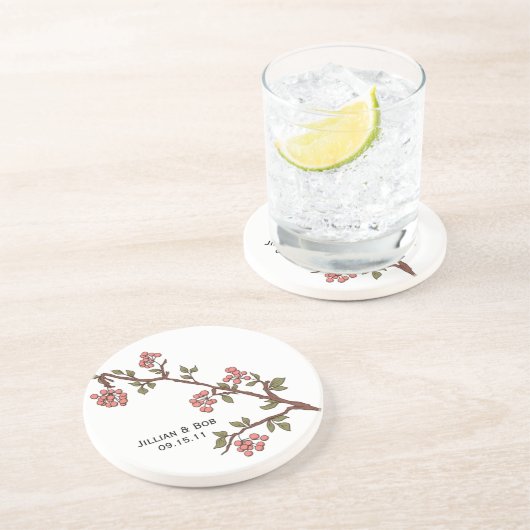 ピンクさくらんぼフラズコパーソナライズされたースター コースター (側面)