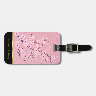ピンクさくらんぼフラムスグリッター ラゲッジタグ