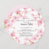 ピンクさくらんぼフラムスブライダルシャワー 招待状 (正面/裏面)