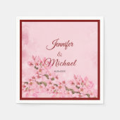 ピンクさくらんぼフラムス春の結婚式 スタンダードカクテルナプキン (正面)
