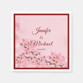 ピンクさくらんぼフラムス春の結婚式 スタンダードカクテルナプキン