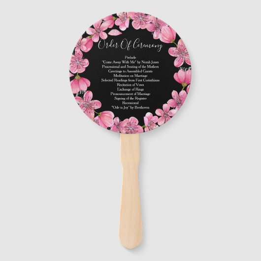 ピンクさくらんぼフラムズオンブラック結婚式 プログラム ハンドファン (裏面)