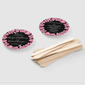 ピンクさくらんぼフラムズオンブラック結婚式 プログラム ハンドファン (組立なし)