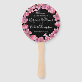 ピンクさくらんぼフラムズオンブラック結婚式 プログラム ハンドファン (正面)