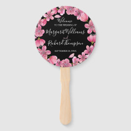 ピンクさくらんぼフラムズオンブラック結婚式 プログラム ハンドファン