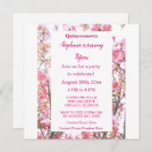 ピンクさくらんぼフローラキンセアニェラ15誕生日 招待状 (正面/裏面)