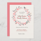 ピンクさくらんぼフローラシャワ結婚ー 招待状 (正面/裏面)