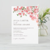 ピンクさくらんぼフローラシャワ結婚ー 招待状 (スタンド正面)