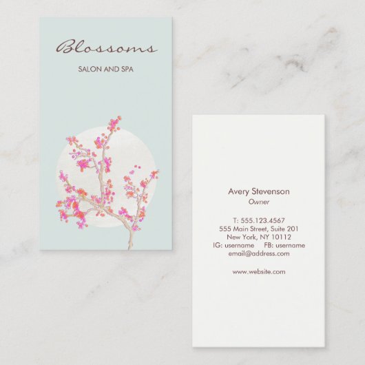 ピンクさくらんぼフローラスパとサロン 名刺 (正面/裏面)
