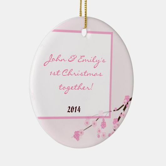 ピンクさくらんぼブパーソナライズされたルサム名オーナメント セラミックオーナメント (右)