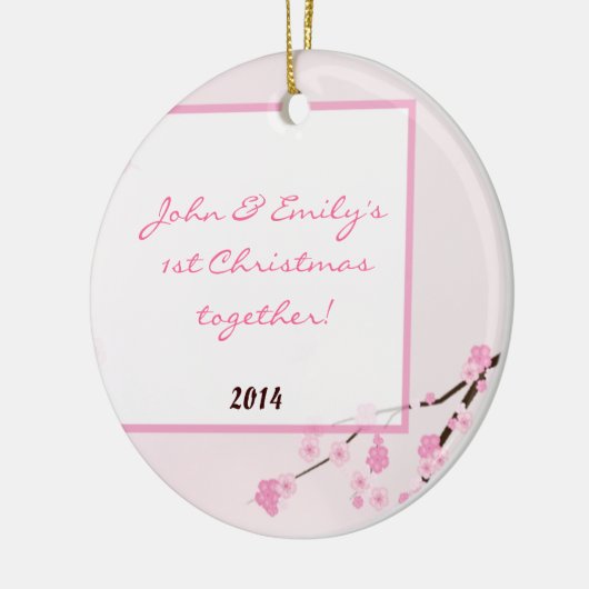 ピンクさくらんぼブパーソナライズされたルサム名オーナメント セラミックオーナメント (左)