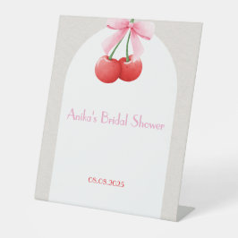 ピンクさくらんぼブライダルシャワー収集 台座サイン
