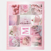 ピンクさくらんぼブラウズインスタグラムフォトグリッド桜 フリースブランケット (正面)