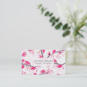 ピンクさくらんぼブラウズオリエンタル桜ウォーターカラー 名刺 (スタンド正面)