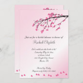 ピンクさくらんぼブラッサムシャワーの招待 招待状 (正面/裏面)