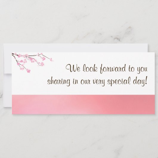 ピンクさくらんぼブロスボードパス結婚式招待状 招待状 (裏面)