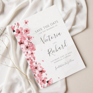 ピンクさくらんぼブロッサムウォーター色結婚フローラ セーブザデート