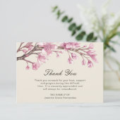 ピンクさくらんぼブロッサムエレガント葬儀悔やみや弔慰 サンキューカード (スタンド正面)