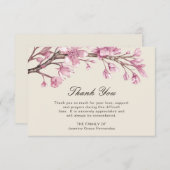 ピンクさくらんぼブロッサムエレガント葬儀悔やみや弔慰 サンキューカード (正面/裏面)
