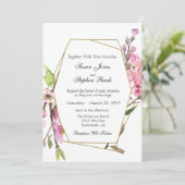 ピンクさくらんぼブロッサムシック金ゴールドフレ結婚ーム 招待状 (スタンド正面)