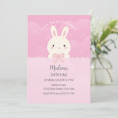 ピンクさくらんぼブロッサムソウバニー子供の誕生日パーティー 招待状 (スタンド正面)