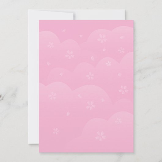 ピンクさくらんぼブロッサムソウバニー子供の誕生日パーティー 招待状 (裏面)