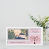 ピンクさくらんぼブロッサムツリー誕生日フォト招待状 (スタンド正面)