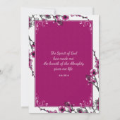 ピンクさくらんぼブロッサムフラワーバルミツワー招待状 招待状 (裏面)