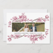 ピンクさくらんぼブロッサムフローラありがとうフォトカード サンキューカード (正面)