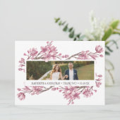 ピンクさくらんぼブロッサムフローラありがとうフォトカード サンキューカード (スタンド正面)