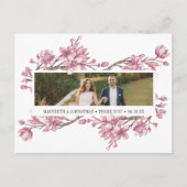 ピンクさくらんぼブロッサムフローラありがとう写真 インビテーションポストカード (正面)