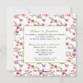 ピンクさくらんぼブロッサムフローラたった今結婚しました シーズンカード (裏面)