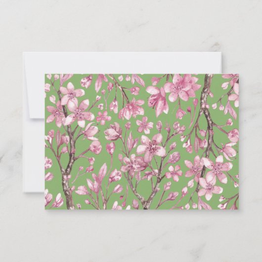 ピンクさくらんぼブロッサムフローラウェディングRSVP 出欠カード (裏面)