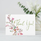 ピンクさくらんぼブロッサムフローラエレガントサンキューカード サンキューカード (スタンド正面)