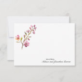 ピンクさくらんぼブロッサムフローラエレガントサンキューカード サンキューカード (裏面)