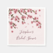 ピンクさくらんぼブロッサムフローラブライダルシャワー スタンダードカクテルナプキン (正面)